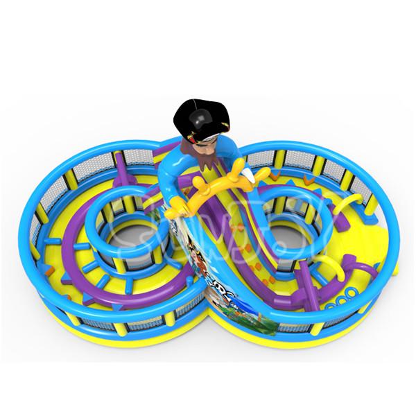 Curve Eight Pirate Race Jumping Castle Inflatable Obstacle Course