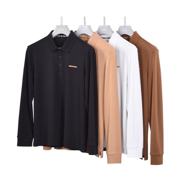 Logo Pattern Custom Polo Shirts Мужская самая популярная длинная рукава хлопчатобумажная рубашка