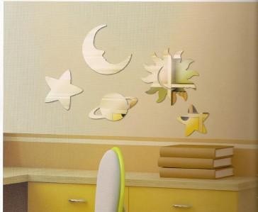 Shatterproof , Non-toxic CM-076 Astronomical Image Wall Mirror Sticker Stick to the Wood