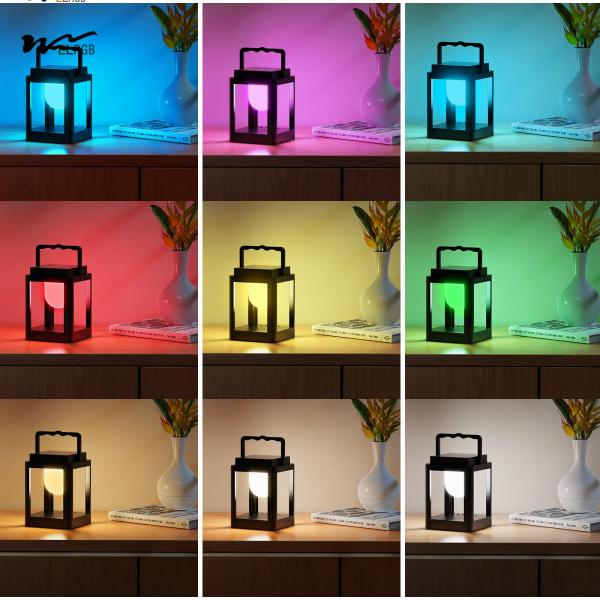 Solar Table Lamp 10 RGB Color Changing Lights Portable Rechargeable Solar Lantern Waterproof 2-