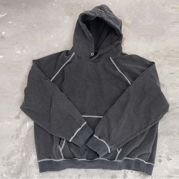 Heavyweight Vintage Drop Shoulder French Terry Cotton Oem Blank Hoodie Custom Contract Stitch High Quality Hoodie Men Streetwear