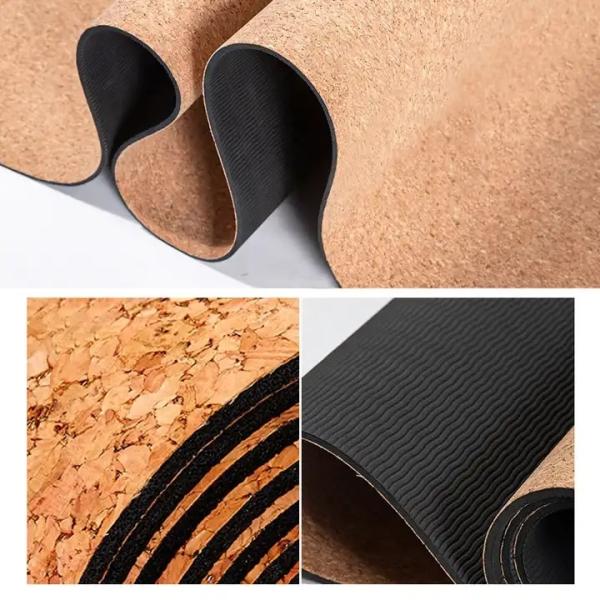 Custom printed eco friendly gym cork yoga balls cork yoga wheel matting instructional non-slip cork yoga mat with strap
