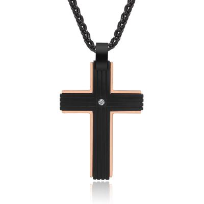 Collier de croix pour hommes, pendentif en acier inoxydable Chaîne de bijoux de Noël Calottes de Noël Stuff Chrétiens Baptême Cadeaux d'anniversaire