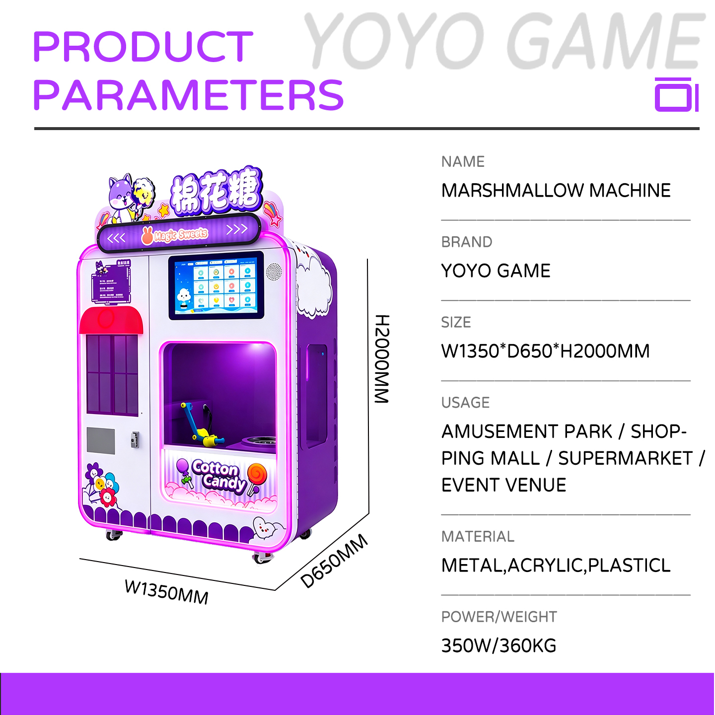 Robot Cotton Candy Automatic Vending Machine Metal Plate Absorption Cooling System QR Code/Token Acceptance Coin/Bill/Credit