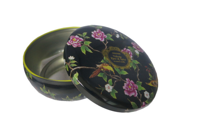D112mm Belly Shaped Candle Tin Box Printing For Holiday , Candle Tins With Lids