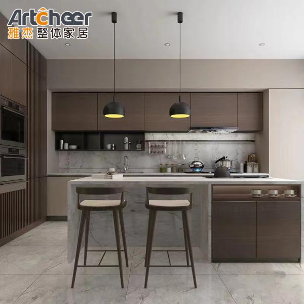 Customized Modern Kitchen Cabinet in Turkey with PVC Membrane Door Panel and Plywood Carcase