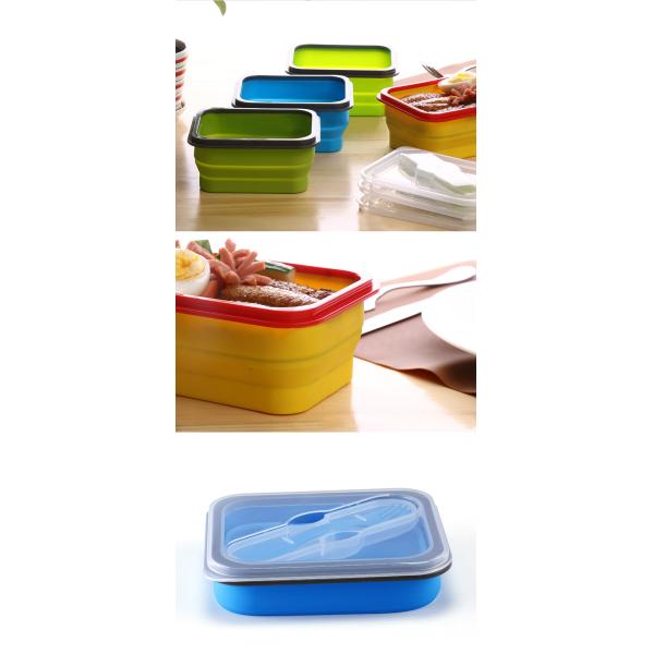 600ML коробка бенто складчатости силикона прямоугольника BPA свободная
