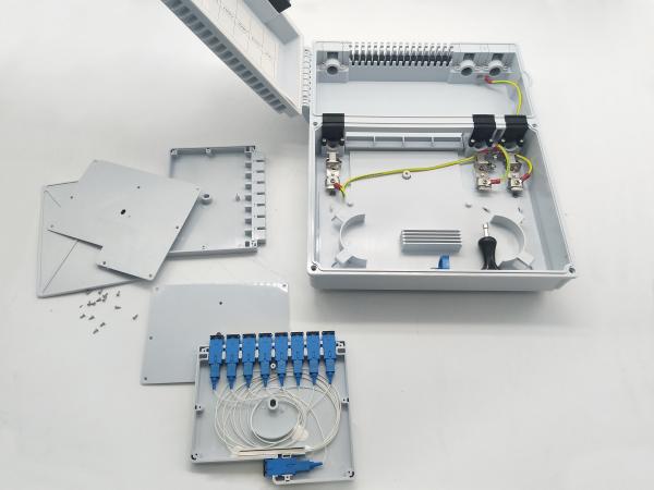 YINGDA 1x8  Optical Splitter Distribution Box IP65 Indonesia Telecom ABS PC SC Connector UL94