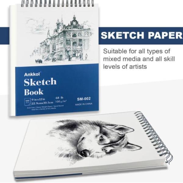 A5 Spiral Bound Sketchbook 100 Sheets of Sturdy Acid Free Drawing Paper for Adults Teens