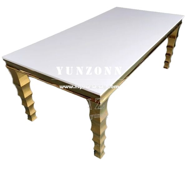 Hotel Hall Restaurant Furniture Metal Frame 8 Seater Glass Dining Table with Chair