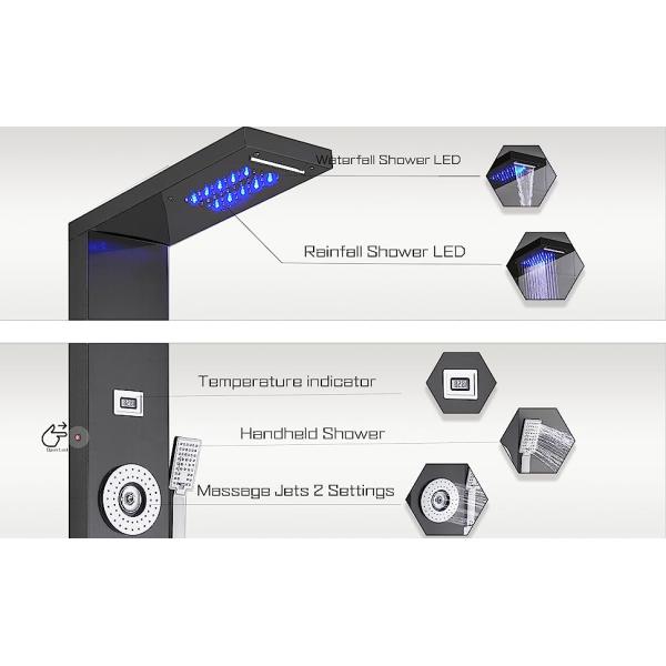 6 Function Zinc Shower Head Panel Tower System LED Showerhead Faucet Rain Massage System