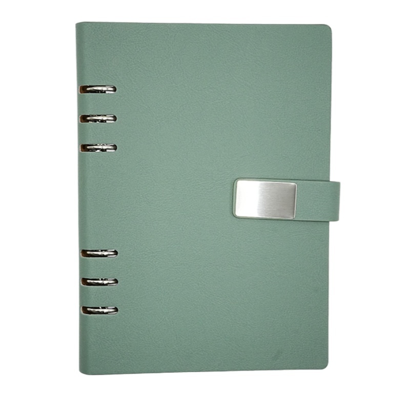 Magnetic Handcrafted Custom Leather Notebook 6 Ring Binder With Refillable Pages A5