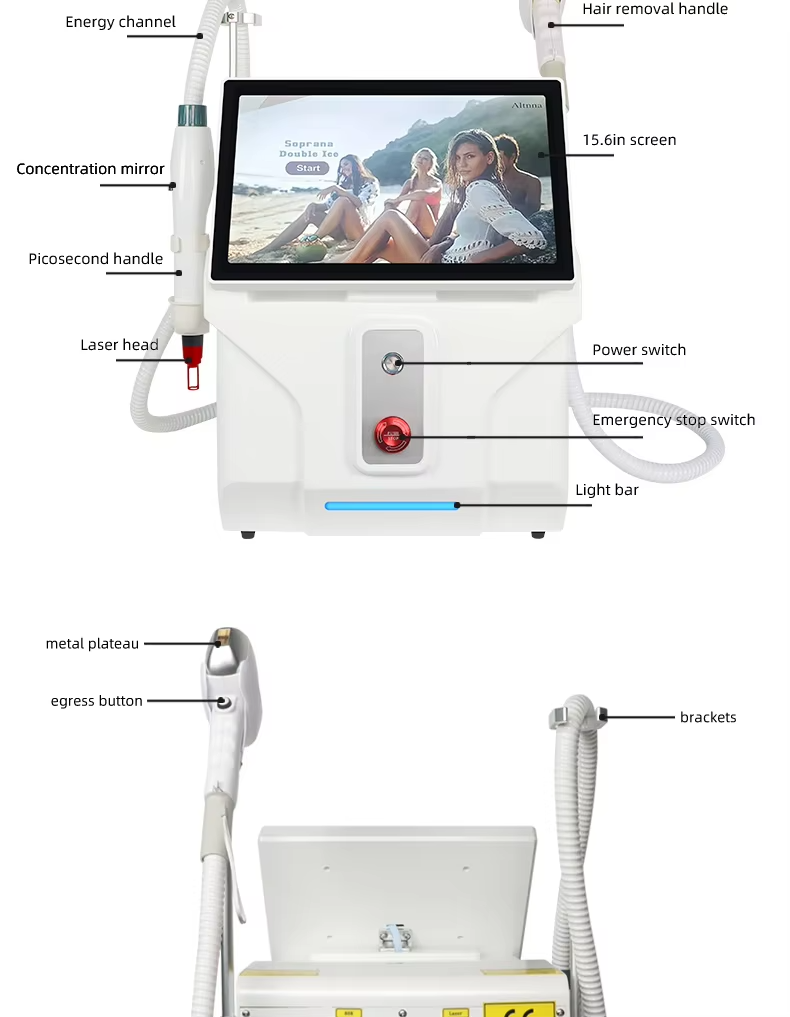 Pico Laser Nd Yag Carbon Peeling Tattoo Removal 808nm Diode Laser Hair Removal Machine