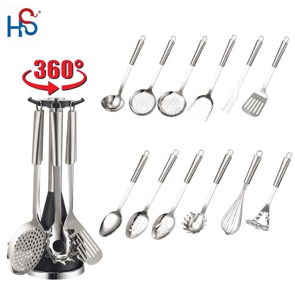 Stainless Steel Utensils Set for Kitchen Cooking OEM Logo Metal Accessories Tools