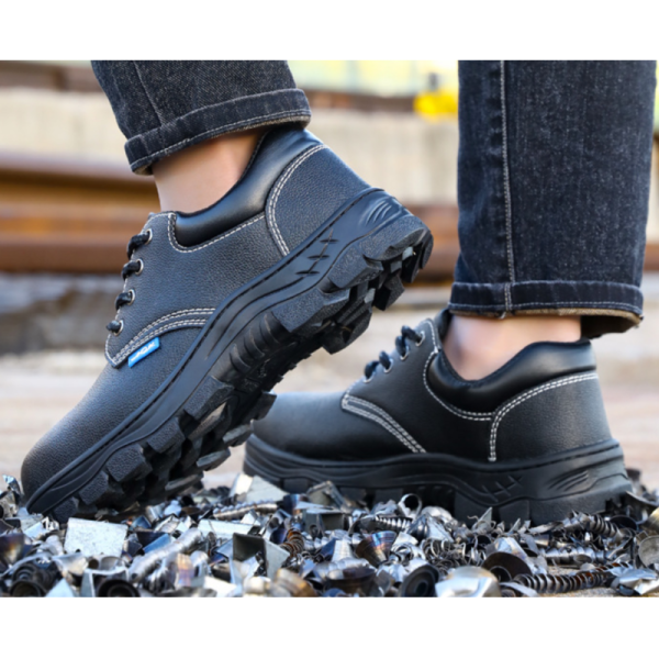 Men’s Safety Work Shoes Steel Toe & Steel Midsole Protection Genuine Leather Anti-Smash Puncture-Proof Boots Heat Resistant Non-Slip Comfortable Durable Safety Footwear