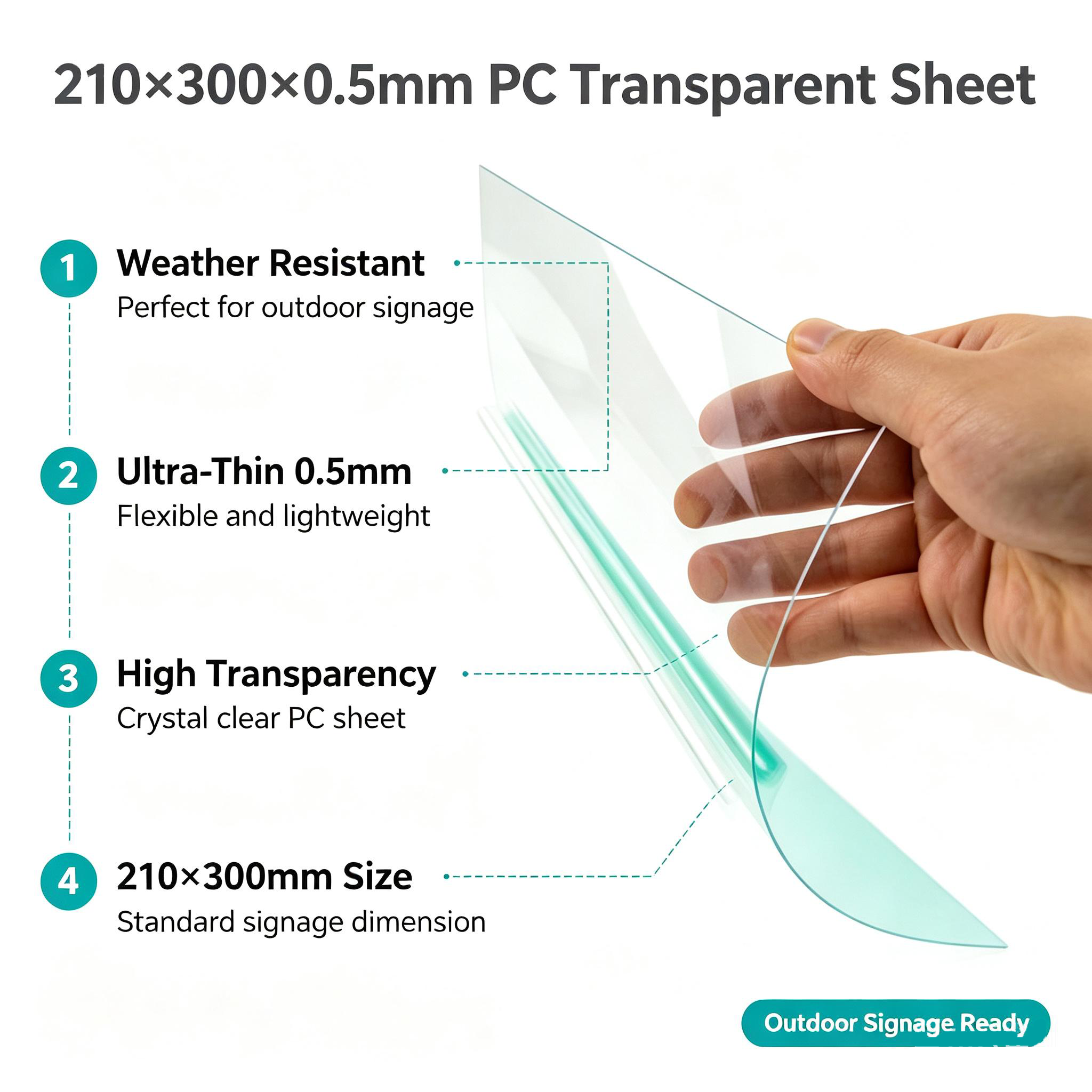 UV Printing Clear PC Sheet Shatterproof for Outdoor Signage Billboard Face Panel