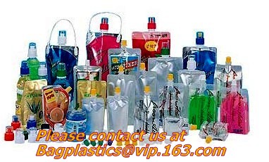 Spouted flexible foldable water bag with carabiner for running, flexible printing and lami