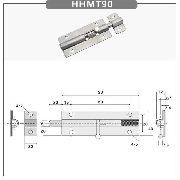 защелка болта весны нержавеющей стали 90mmx40mmx2.4mm для механических инструментов кораблей кораблей