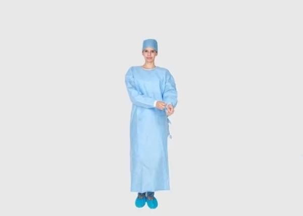 Light Weight 35g Dust Proof Blue Sms Surgical Gown , Disposable Surgery Gowns