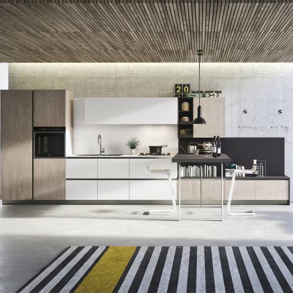 I Shape White Glossy Kitchen Cabinet Modern Italian Kitchen With Drawers And Island