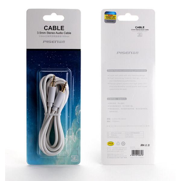 Brand new and original Pisen double 3.5mm stereo audio cable, Pisen 3.5mm stereo audio cable