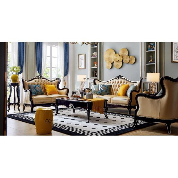 Living Room Luxury Classical Style 6 Seater Leather Sofa Set