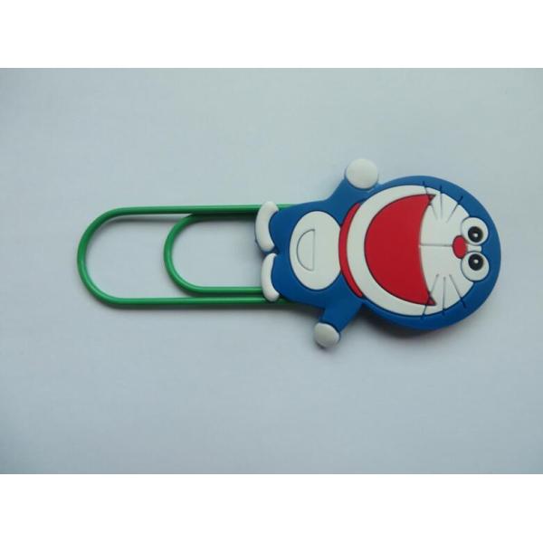 Lovely Doraemon Rubber PVC Bookmark With Green Clip , Mini Size , Best Christmas Gift For Children