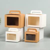 Boîte cadeau en papier kraft à fenêtre transparente, boîte d'emballage pliable, sac à main, boîte à gâteaux simple, boîte à bonbons, boîte cadeau pour enfants
