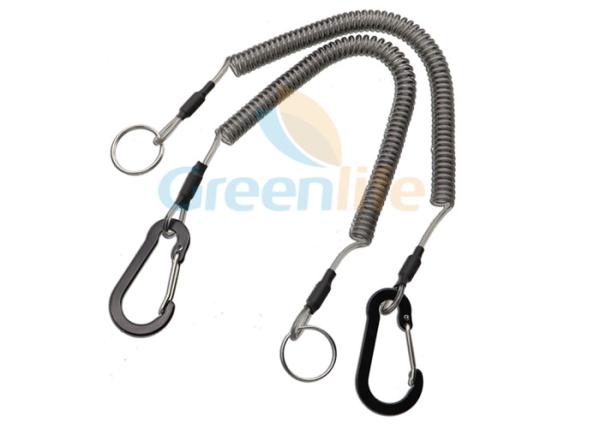 PU Material Fishing Pliers Lanyard Rope Holder 6.5'' Aluminum Carabiner Black Tool