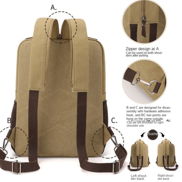 Colefa Double to Single Shoulder Manufacturer Canvas Youth Chest Bag Daypack Commuting Unique Style Multi-compartment Backpack
