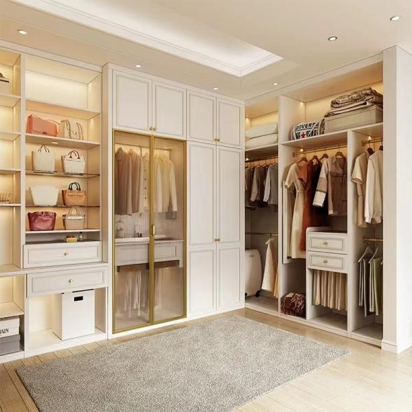 Customized Luxury Modern Walk In Closet Units Small Closet Melamine Wood