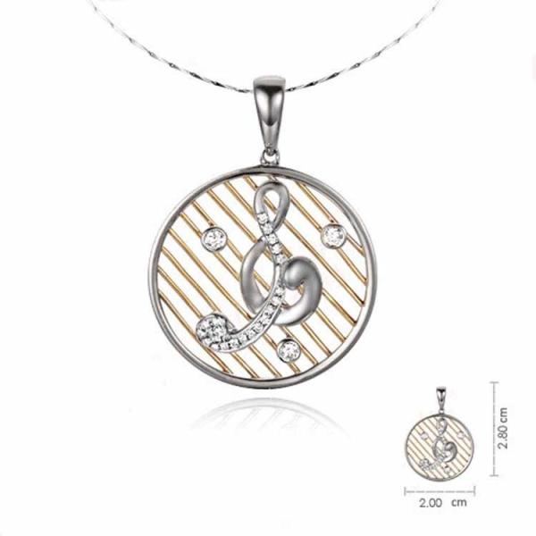 18K White Rose Gold Two Tone Musical Note Charm Pendant Necklace  (GDN012)
