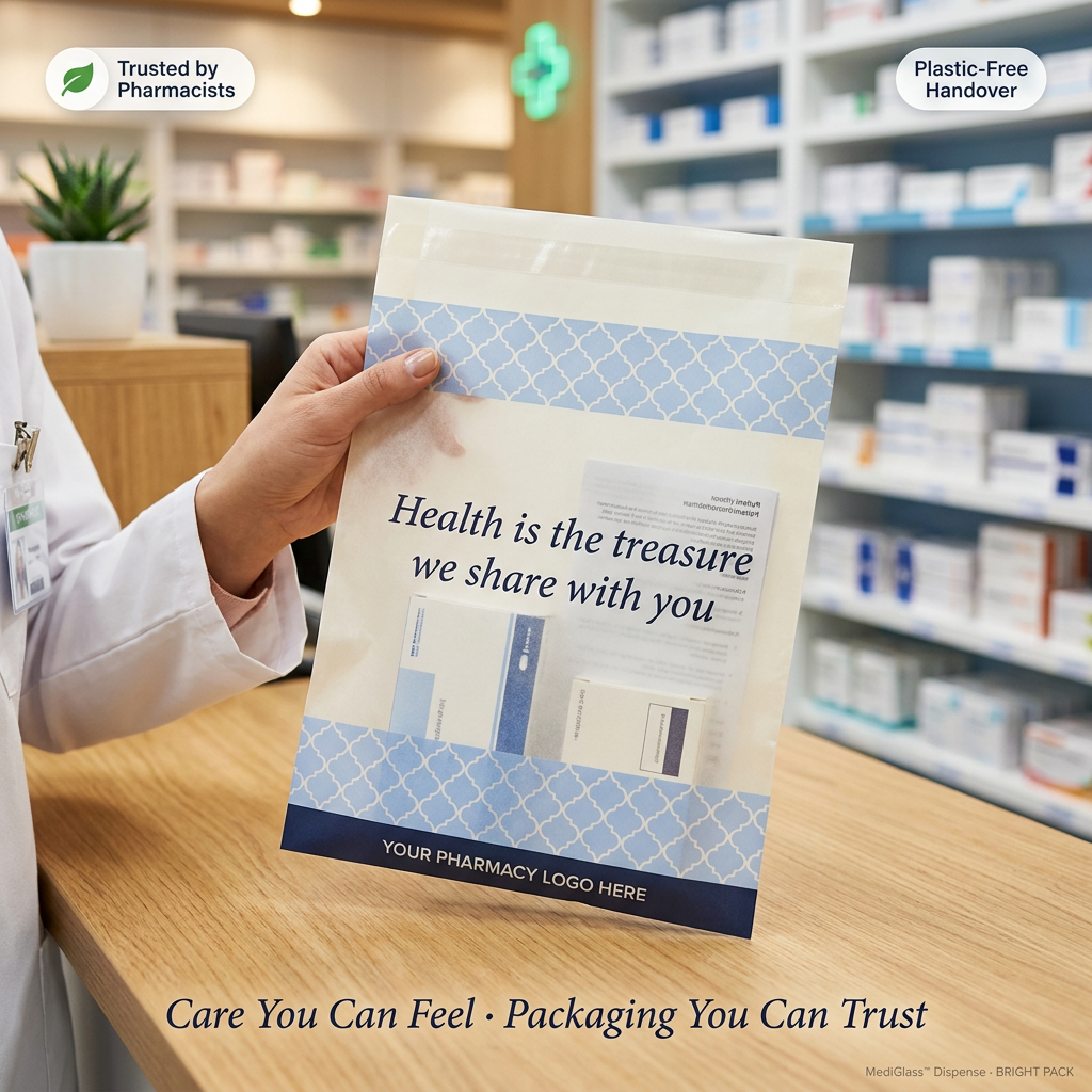 Wax Coated Medicine Bags Pharmacy Dispensing Aseptic Gravure Printed Sustainable