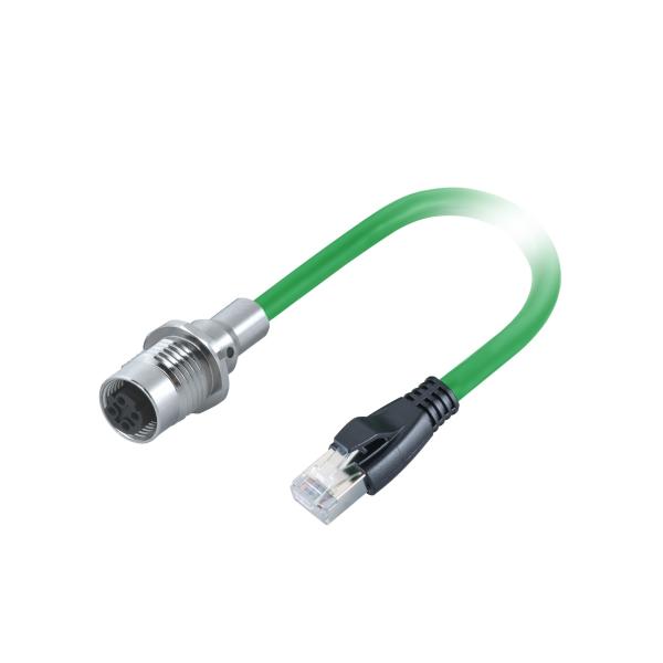 Conector de montagem em painel de código D fêmea de 4 pinos M12 para plugue macho RJ45