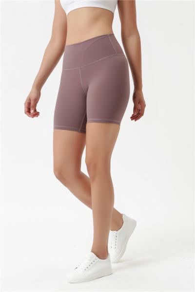 Das mulheres ativas do short da ioga da cor sólida 80%Nylon o short ativo com bolso da cintura