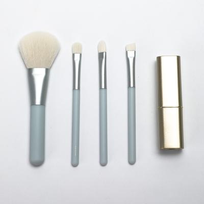 White PBT Hair Mini Makeup Brush Set 4pcs For Travel Plastic Handle