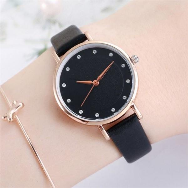 Simple Genuine Diamond Quartz Watch Antiscratch With 12mm Width Strap