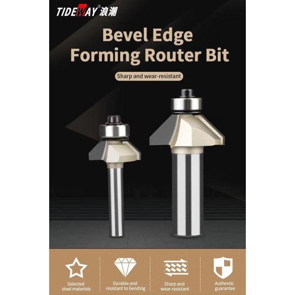 Tideway Router Bit Set with HRC55 Cutting Hardness Black Oxide Finish and Titanium Nitride Coating for Wood Drilling