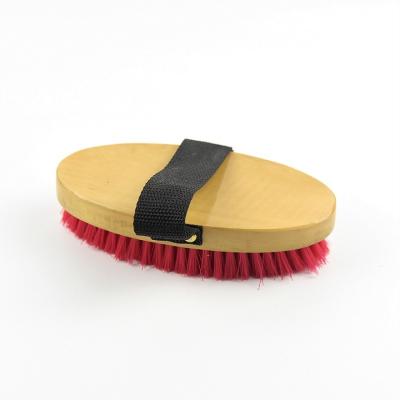 escova opcional de madeira da preparação do cavalo da cor de 16,5 cm com a correia de nylon preta