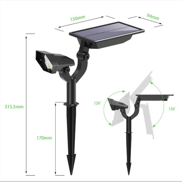 3.7V 2600mAh conduziu a lâmpada integrada solar, luzes solares ajustáveis de 315mm