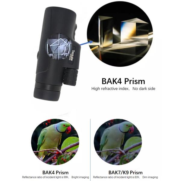 телескоп 12X42 HD Monocular с BAK4 объективом призмы FMC для камеры мобильного телефона