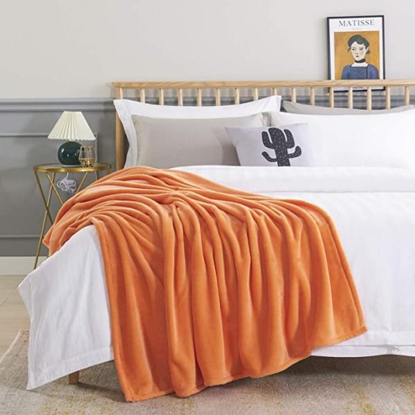 Orange Bedsure Microfiber Blanket , Flannel Fleece Luxury Blanket By Bedsure