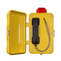 Telefone analógico industrial amarelo / telefone analógico à prova de intempéries com lâmpada de aviso