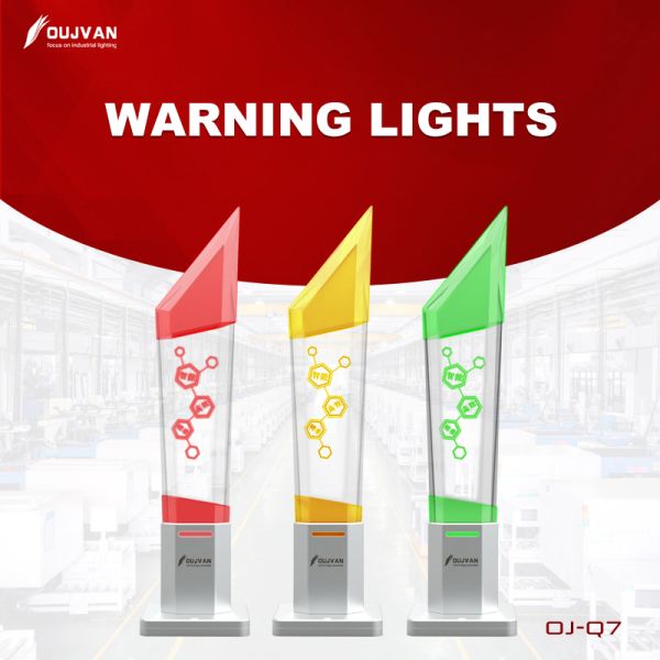 OUJVAN Q7 Patent Single Layer Tricolor LED Warning Tower Light, 90° Foldable Base, >95dB Buzzer IP54 DC24V, Custom Logo Aluminum Indicator Lamp For CNC, SMT, Engraving, Mining Automation Equipment