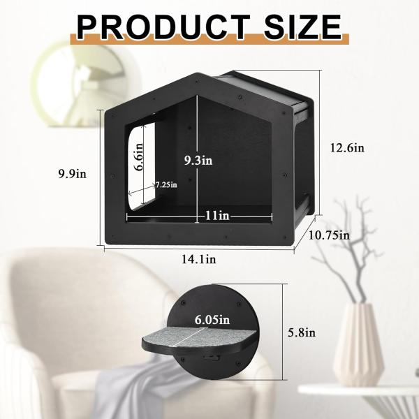 High Quantity Wall Mounted Cat Steps Climbing Shelf with 3 Large Steps and Scratch Pads
