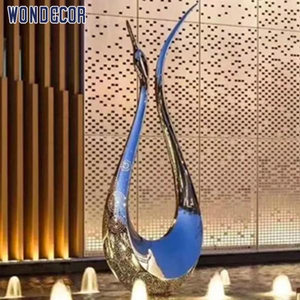 Decoración al aire libre de acero inoxidable del jardín de la escultura el 180cm del cisne del extracto