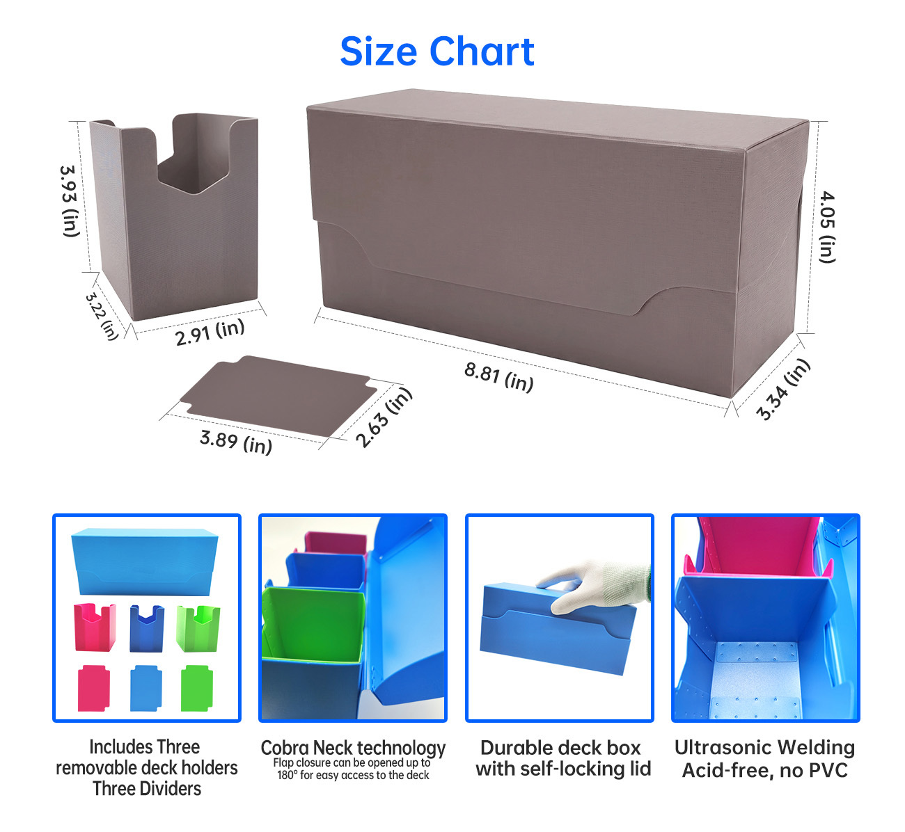 PP TCG Deck Box 8.81 Inch Durable Custom Storage Card Deck Box