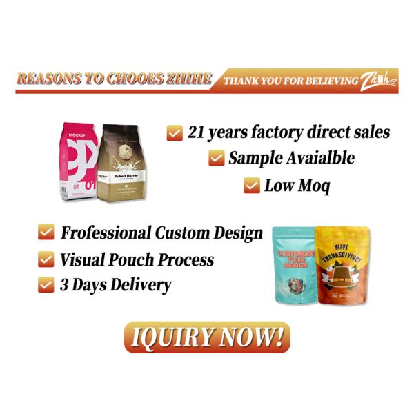 250g Flat Bottom Pouch Zhihe Stock Square Bottom Bag Free Samples for Plastic Coffee Bean Packaging
