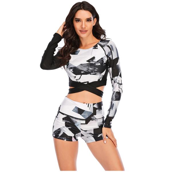 Длинный рукав купая разделение костюмов женщин занимаясь серфингом сексуальное перекрестное напечатал флористическое