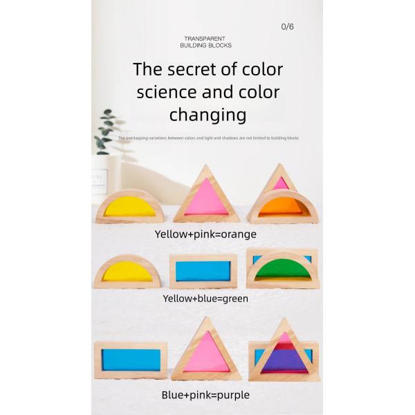 Montessori Wooden Toys Rainbow Sensory Stacking Blocks Acrylic Building Blocks for Kids